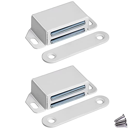 WOOCH Magnetic Door Catch - 30lb High Magnetic Stainless Steel Heavy Duty Catch for Kitchen Bathroom Cupboard Wardrobe Closet Closures Cabinet Door Drawer Latch (2.1 in White, 2-Pack) - color: White, size: 2 Pack