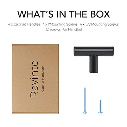 Ravinte Matte Black Cabinet Handles 2" Length,Single Hole Center,4 Pack - size: Single Hole