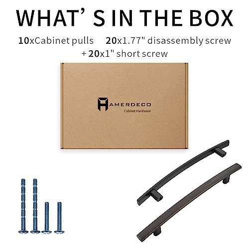 Amerdeco 10 Pack Oil Rubbed Bronze Cabinet Pulls 5 Inch(128mm) Hole Center Cabinet Hardware Kitchen Cabinet Handles for Bathroom Gold Drawer Pulls Dresser Pulls ZH0003 - color: Oil Rubbed Bronze, size: 5"/128MM Hole Center