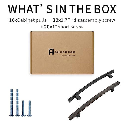 Amerdeco 10 Pack Oil Rubbed Bronze Cabinet Pulls 5 Inch(128mm) Hole Center Cabinet Hardware Kitchen Cabinet Handles for Bathroom Gold Drawer Pulls Dresser Pulls ZH0003 - color: Oil Rubbed Bronze, size: 5"/128MM Hole Center