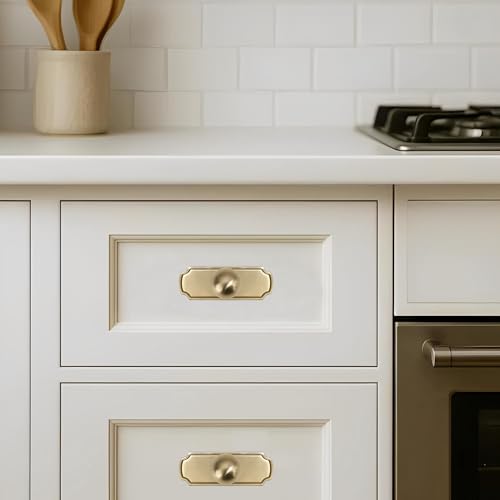 khtumeware 10-Pack Heavy Duty Solid Backplate for Cabinet Knobs Brushed Brass Drawer Knobs with Backplate Suitable for Dresser and Kitchen Cabinet Hardware. - color: Brushed Brass