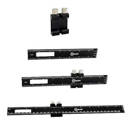 3PCS Black Metal Woodworking Ruler, Adjustable 6/8/12 Inch Precision Pocket Slide Ruler,Inch and Metric Measuring Ruler for Woodworker (Black) - color: Black