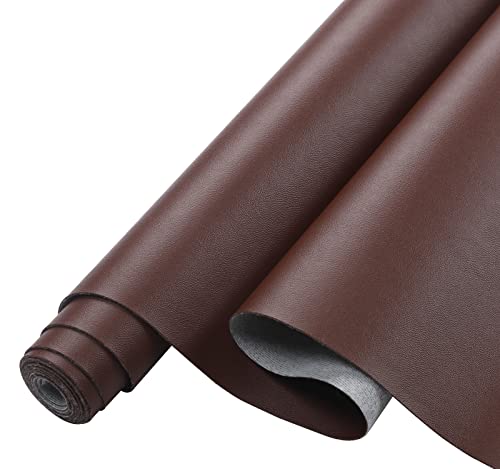 Picheng Smooth Faux Leather Sheets: 13.8"X53" Solid Soft Faux Leather Roll - color: Dark Brown