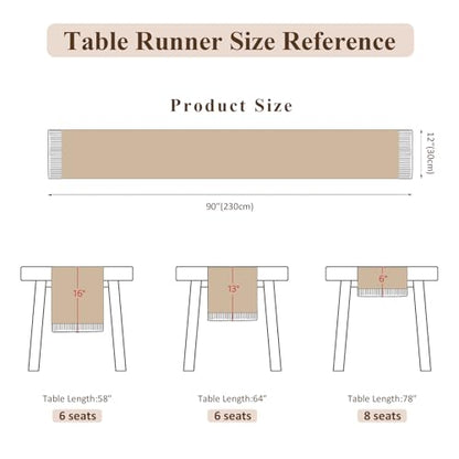 Boho Macrame Table Runner with Tassels 90in White Farmhouse Runner - color: White, size: 12'' x 90''