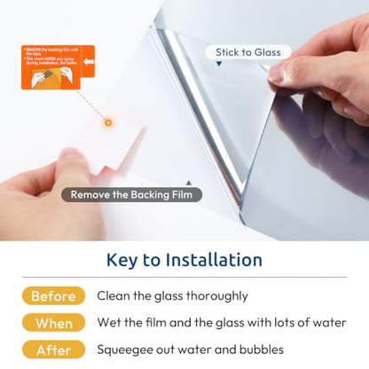 rabbitgoo Window Privacy Film One Way, 17.5" x 78.7", Silver - color: Silver, size: 17.5" x 78.7"