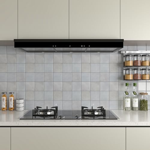 CHIHUT 6 Sheets 12"x12" Glossy Grey Concrete Checkered Peel and Stick Backsplash Tiles Waterproof Heat Resistant Self Adhesive Vinyl Wall Tiles for Kitchen Bathroom Laundry Room Renter Friendly Tiles - color: Gray, size: 6 Tiles