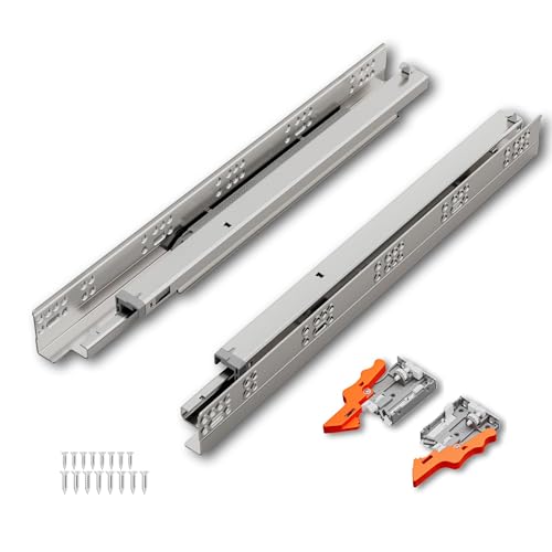Undermount Drawer Slides 12 Inch, Push-Open Soft-Close, for 1/2 and 5/8 Inch Drawer Panels, 1 Pair, Concealed Bottom Mount, 75 lb Capacity, 3D Adjustable, Cold-Rolled Steel - color: PUSH-OPEN SOFT-CLOSE, size: 12 Inch