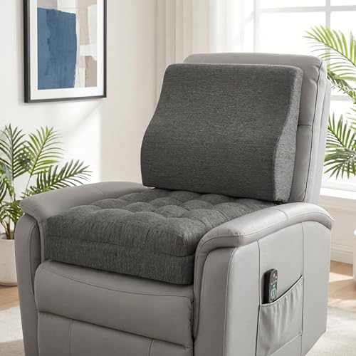 baibu Memory Foam Recliner Cushion with Lumbar Pillow, 20 x 20 in,Dark Grey - color: Dark Grey, size: 20x20x5 Inch (Pack of 1)