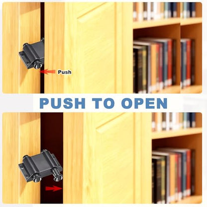 uxcell Double Touch Catch Magnetic Press Latch for Cabinet Door Cupboard Black 2pcs