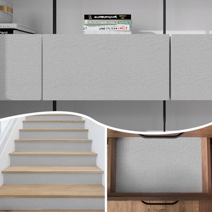 Grasscloth Peel and Stick Wallpaper Light Grey Textured Contact Paper, Set of 17.3 x 120 Inches Removable Wallpaper for Bedroom, Countertop, Cabinet and Drawer, Renter Friendly Wall Paper - color: Light Gray, size: 17.3" x 120"