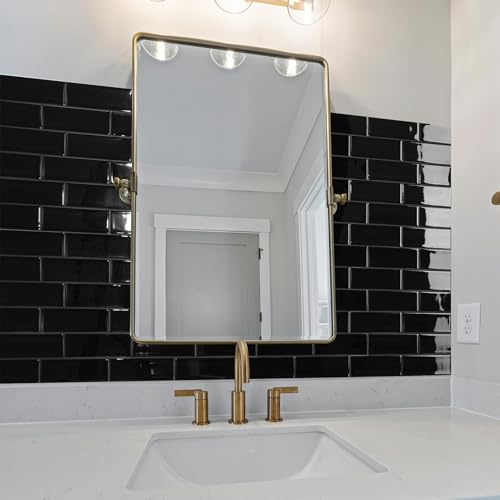 Art3d Subway Design Wall Tile, Peel and Stick Backsplash, 10-Pack, Black - color: Black