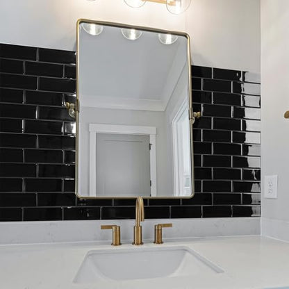 Art3d Subway Design Wall Tile, Peel and Stick Backsplash, 10-Pack, Black - color: Black
