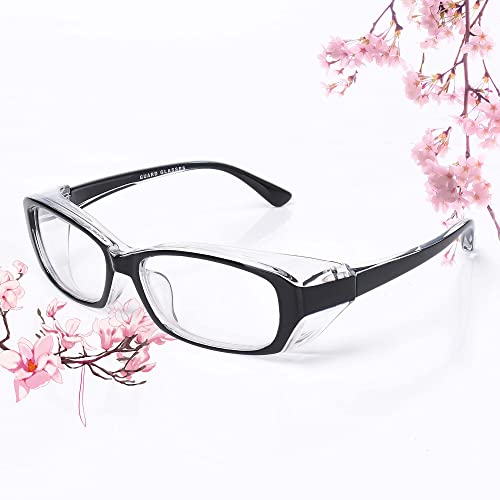 SooGree Safety Goggles Glasses Anti-pollen Dust Scratch Protective Eyewear Detachable Lens Myopia Frame - color: Black