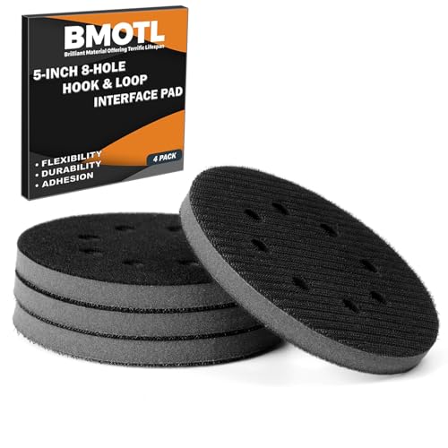 5-Inch 8-Hole Interface Pad:4 Pack Hook and Loop Foam Sanding Discs Backing Pads Replacement for Random Orbital Sander,Soft Density Sponge Round Cushion Buffer - style: 5" 8 Hole Interface Pad