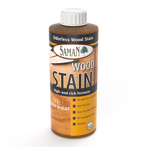 SamaN Interior Water Based Wood Stain - Natural Stain for Furniture, Moldings, Wood Paneling,Cabinets (Golden Wheat TEW-111-12, 12 oz) - color: Golden Wheat, size: 12 oz