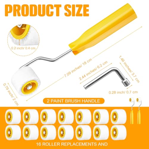 Honeydak 16 Pack Mini Paint Roller with Replacement Heads, 0.8 Inch - size: 0.8 Inch
