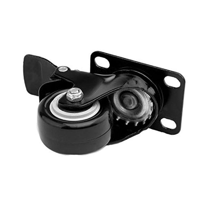 4 PCS 2 inch Heavy Duty Caster Wheels Polyurethane PU Rubber Swivel Casters with Top Plate & Strong Bearing Total 400lb Quite Mute Non-Marking Locking Stem Casters Black (2'') - size: 2''