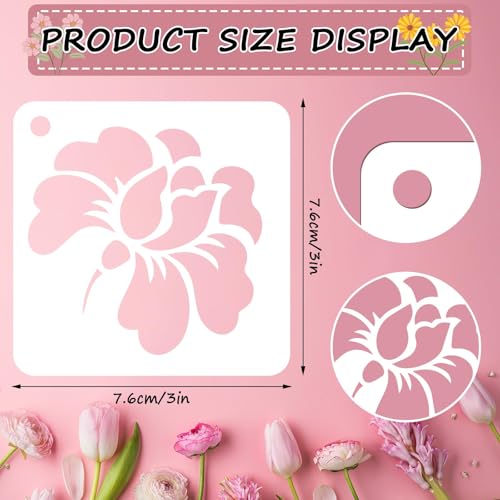 JULMELON 20 Pcs Flower Stencils for Painting on Wood Reusable Sunflower - style: Flower Stencils