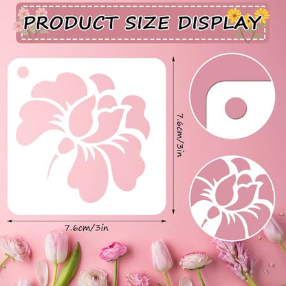 JULMELON 20 Pcs Flower Stencils for Painting on Wood Reusable Sunflower - style: Flower Stencils