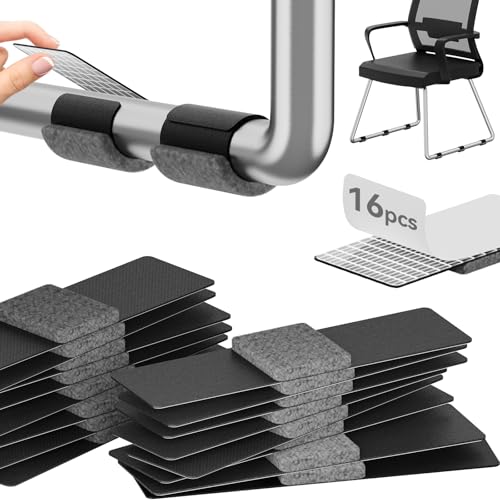 Sled Base Chair Floor Protectors Sled Base Chair Glides Wrap Around Floor Savers,Chair Leg Protectors Furniture Pads,Protect Floors Anti-Scratch Reduce Noise Easy Install (16pcs, Grey Felt Pads) - size: Grey Felt Pads
