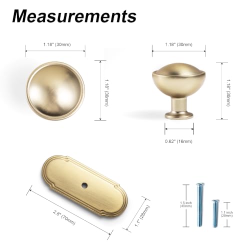 6Pack Champagne Bronze Cabinet Knobs with Backplate Drawer knobs - color: Champagne Bronze, style: Orbit Rim