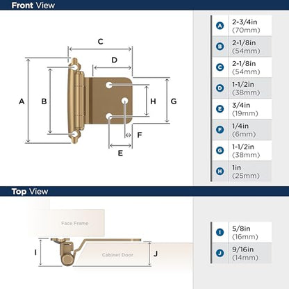 Amerock 1 Pair Variable Overlay Champagne Bronze Cabinet Hinge - color: Champagne Bronze, size: Reverse Bevel