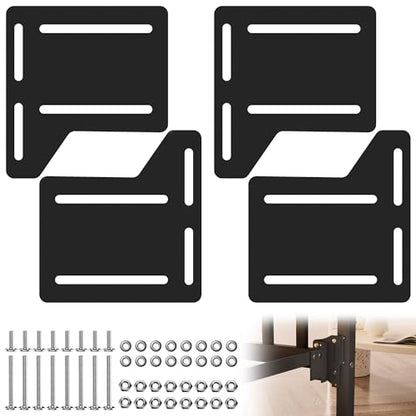 Headboard Adapter Bracket for Connecting and Adjusting Bed Frame Width | with 4 Widened Holes | Anti-Loosening Washers | for Bed Frame Renovation and DIY | Black, 4 Pieces - color: 4Pcs Bed Frame Brackets