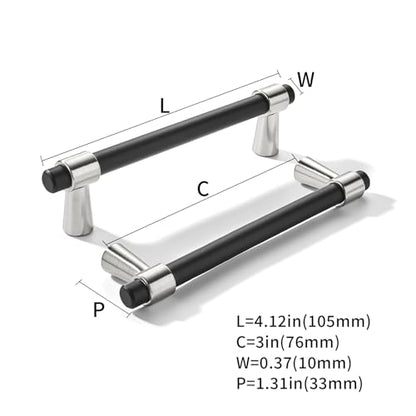 khtumeware 3 inch 5 Pack Matte Black/Brushed Satin Nickel Cabinet pulls Zinc Alloy, Kitchen Cabinet Handles, Wardrobe Drawer Handles - Suitable for Bathroom cabinets, Bedroom Furniture - color: Matte Black/Brushed Satin Nickel, size: 3 Inch