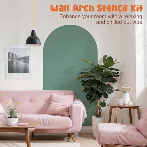 Fuutreo Arched Border Wall Stencils Kit for Painting Large Pattern on Classroom Wall, Vinyl Removable Edge Paint Stencil for Nursery, Bedroom Living Room Home Boho Decorations