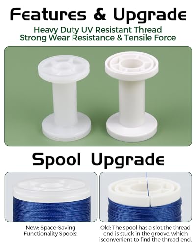 330 Yards FIVEIZERO Extra Strong Upholstery Thread,Blue Bonded Nylon Thread for Denim Leather,Craft,Machine,DIY and Home (2 Pack) CJ - color: Blue
