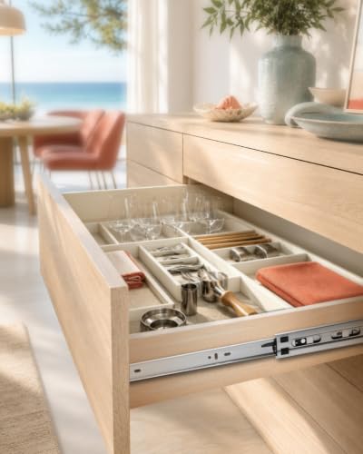 Soft Close Drawer Slides 14 Inch Side Mount Glides 10 Pair, 3-Fold Full Extension Ball Bearing Cabinet Drawer Rails, Heavy Duty Track for Office Desk Drawer Bedroom Nightstand Drawer - size: 14 Inch Drawer Slide