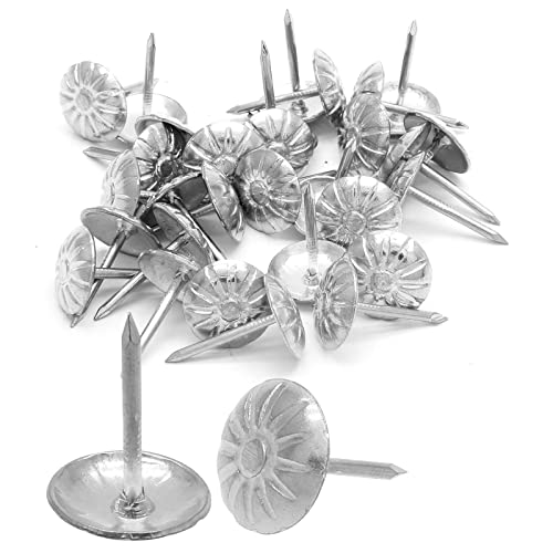 Piutouyar 100 Pcs Daisy Antique Silver Upholstery Tacks, 11x16mm Tacks - color: Silver
