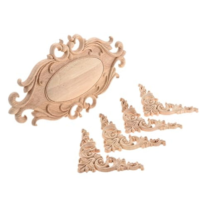 5Pcs Wood Appliques Onlays Classic Decorative Furniture Appliques Set F - color: Set F