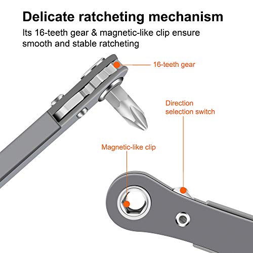 MULWARK 11PC Right Angle Screwdriver 1/4 Mini Ratchet Wrench Screwdriver Set and 20PCHex Head Allen Wrench Drill Bit Set Bundle