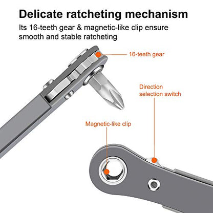 MULWARK 11PC Right Angle Screwdriver 1/4 Mini Ratchet Wrench Screwdriver Set and 20PCHex Head Allen Wrench Drill Bit Set Bundle
