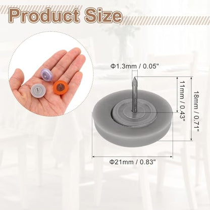 uxcell 50pcs Furniture Glides 21mm Round - Plastic with Nail, Gray - color: Grey