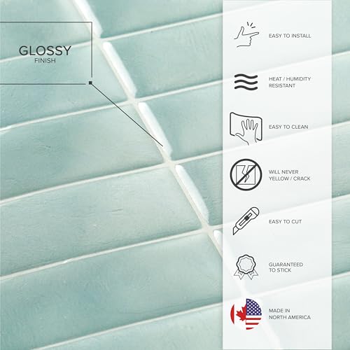 Smart Tiles Peel and Stick backsplash, Stacked Teal, 11.43"x9" - color: Teal