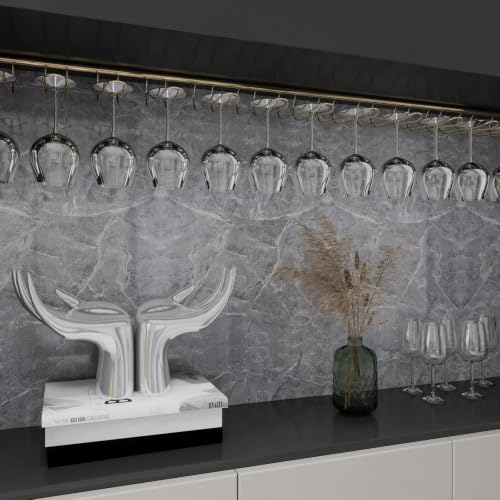 Glossy Grey Marble Contact Paper for Countertops Peel and Stick Wallpaper - color: Gray, size: 23.6" x 196"