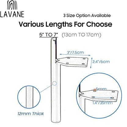 La Vane 7 inch Tapered Metal Legs, Side Mount, Mid-Century Modern,4PCS - color: Silver, size: 7 inch