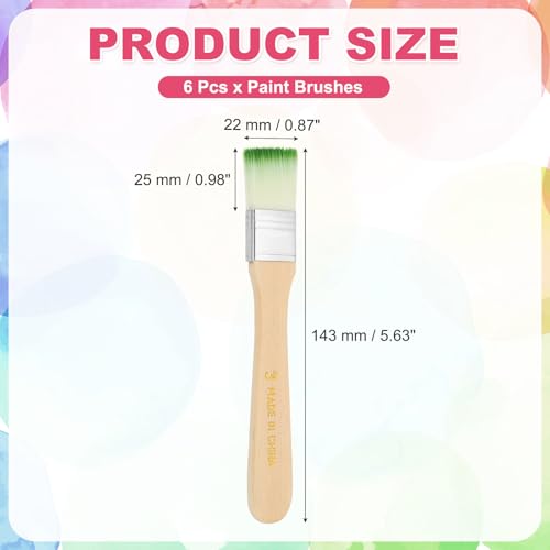 PATIKIL 6Pcs Wooden Paint Brush Set, 5.6" Nylon Bristle Flat Brushes #3 - color: Green/White, size: #3