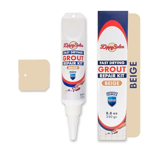 ZippySolve Tile Grout Repair Kit, Refresh Tile, Grout Sealer (8.8oz, Beige) - color: Beige