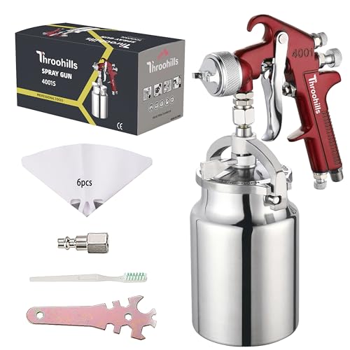 Siphon Feed Spray Gun for Piant with 1.8mm Nozzle, 1000cc Cup and 6pcs Paint Strainers for Cars & HousePainting Gun(Red) - color: red-4001-1.8mm