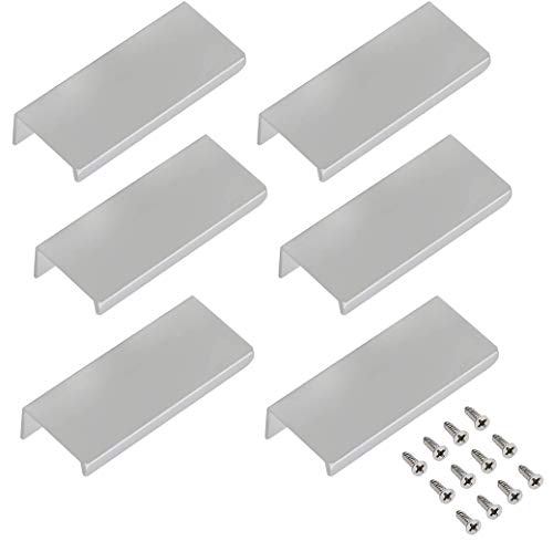 Silver Finger Pulls, 3.94 Inch, 2.52 Inch Spacing, 6Pcs - color: Silver, size: 100mm/3.94", style: Straight Edge