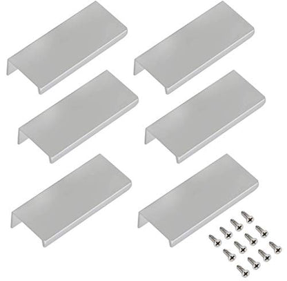 Silver Finger Pulls, 3.94 Inch, 2.52 Inch Spacing, 6Pcs - color: Silver, size: 100mm/3.94", style: Straight Edge