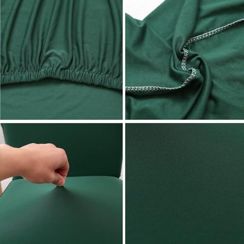 Stretch Chair Covers Slipcovers Set of 6 Dark Green Stretchable Dining Chair Slipcover Washable Removable for Kitchen,Hotel,Restaurant - color: Dark Green, size: 6