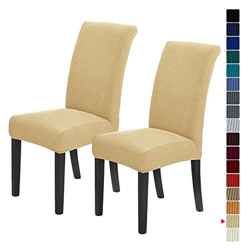 Stretch Chair Covers for Dining Room Set of 2, Removable Washable Dining Room Chair Covers, Dining Chair Slipcovers Seat Protector, Great Decoration for Home and Banquet (Champagne, 2 Pack) - color: Champagne, size: 2 pack