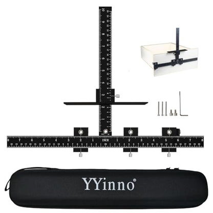Cabinet Hardware Jig, Cabinet Handle Template Jig Tool Adjustable Drill Guide for Door Drawer Front Handles and Knobs Punch Locator (Matte Black)