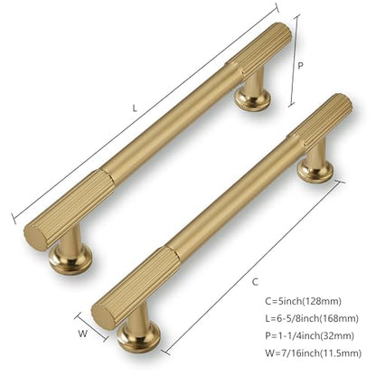 2 Pack 5 Inch(128mm) Hole Center Champagne Bronze Cabinet pulls Kitchen Handles Solid Heavy Duty Warm BrassCabinet Pull Kitchen Hardware - color: Champagne Bronze, size: 5 Inch(128mm)hole center