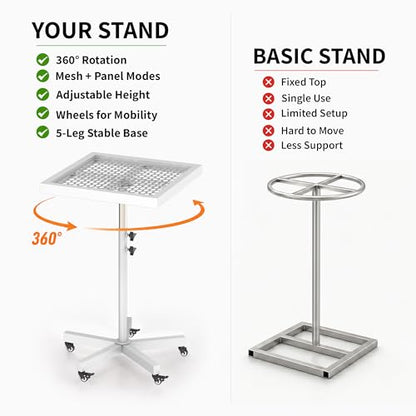 MOOFI 360° Lifting Spray Painting Table/Rotating Spray Paint Rack, 27.8-39.8“ Height Adjustable Stable Paint Rack for Cabinet Paint Stand Door and Car - color: White