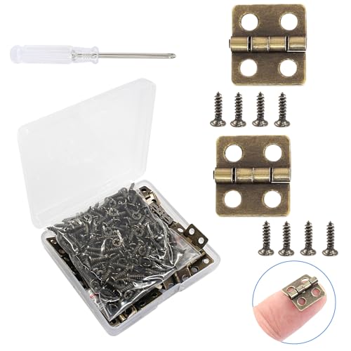 Biaungdo Metal Mini Hinges, 13x12mm, Bronze, 60 Pcs - color: Bronze, size: 13x12mm,60Pcs
